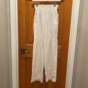 White Linen Wide Leg Pants